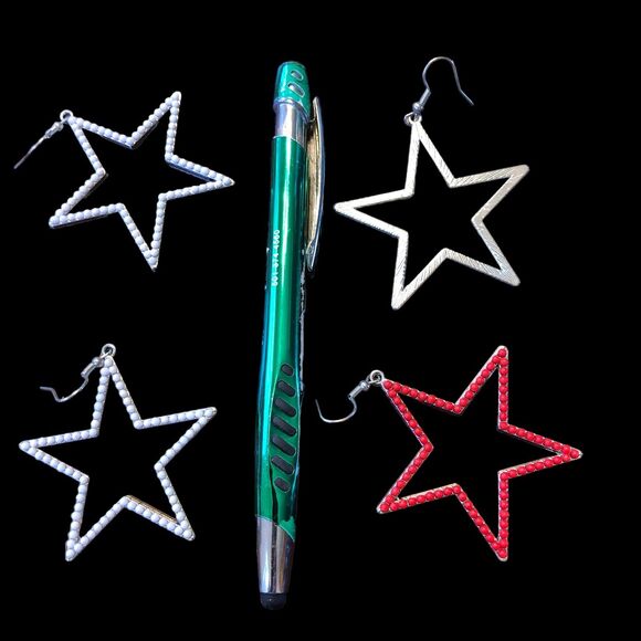 2 Pair of Stars Earrings for Mix & Match 4th of July, USA, Rodeo, Astronomy - Picture 2 of 5